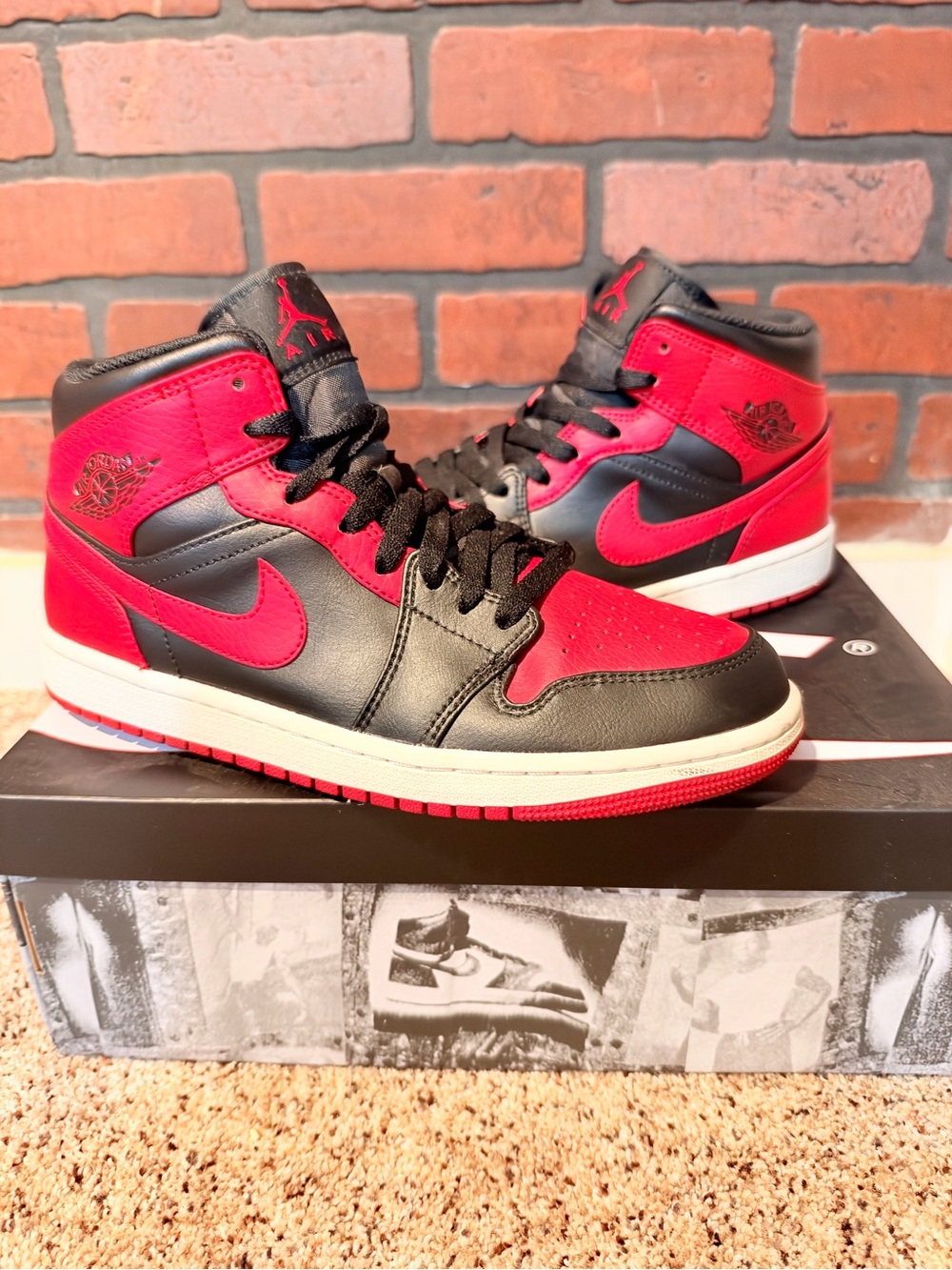 Men’s Jordan High-Top Sneakers - Black/Red